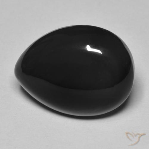 Ônix Preto Natural 11.43ct, Formato de pêra, Opaco