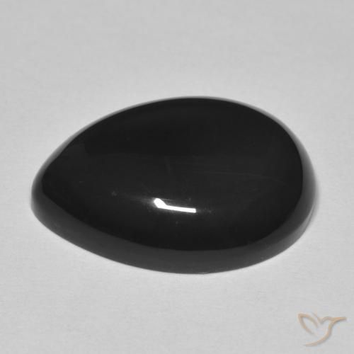 Ônix Preto Natural 11.43ct, Formato de pêra, Opaco