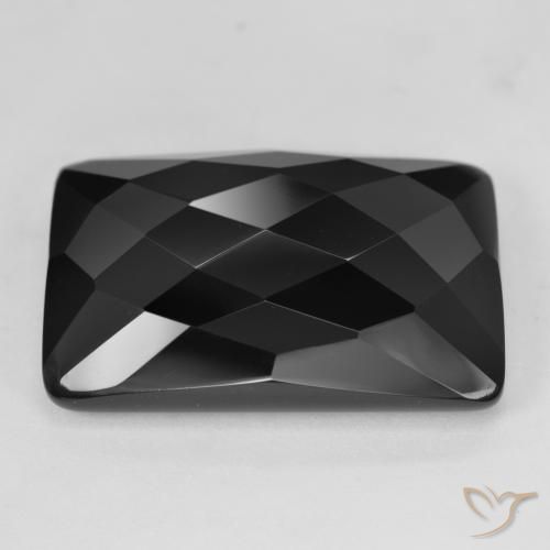 Ônix Preto Natural 33.59ct, Almofada cortada, Opaco