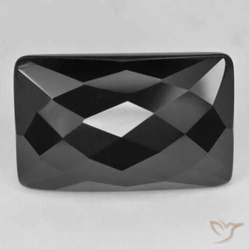 Ônix Preto Natural 33.59ct, Almofada cortada, Opaco