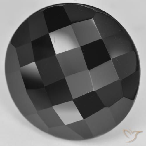 Ônix Preto Natural 32.30ct, Redondo, Opaco