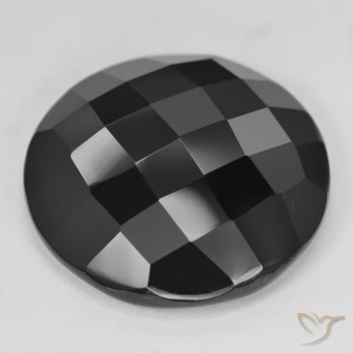 Ônix Preto Natural 32.30ct, Redondo, Opaco