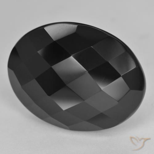 Ônix Preto Natural 24.74ct, oval, Opaco