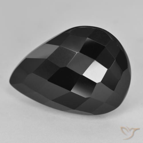 Ônix Preto Natural 17.01ct, Formato de pêra, Opaco