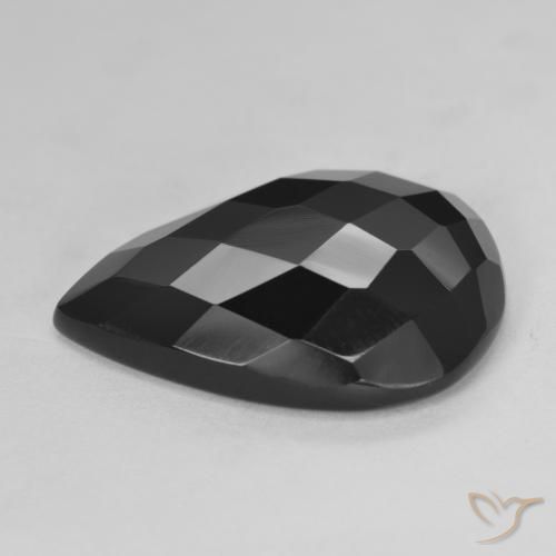 Ônix Preto Natural 17.01ct, Formato de pêra, Opaco