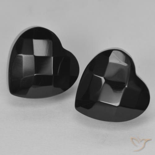 Pedras preciosas de Ônix Preto natural de 8.90 ct, Coração, Opaco