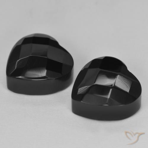 Pedras preciosas de Ônix Preto natural de 8.90 ct, Coração, Opaco