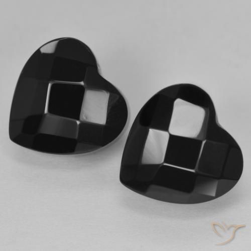 Pedras preciosas de Ônix Preto natural de 8.64 ct, Coração, Opaco