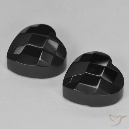 Pedras preciosas de Ônix Preto natural de 8.64 ct, Coração, Opaco