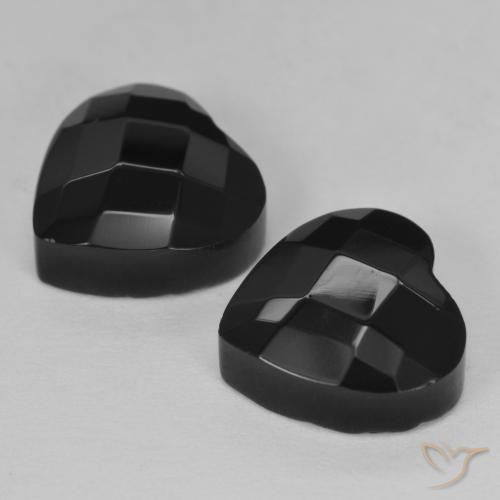 Pedras preciosas de Ônix Preto natural de 8.57 ct, Coração, Opaco