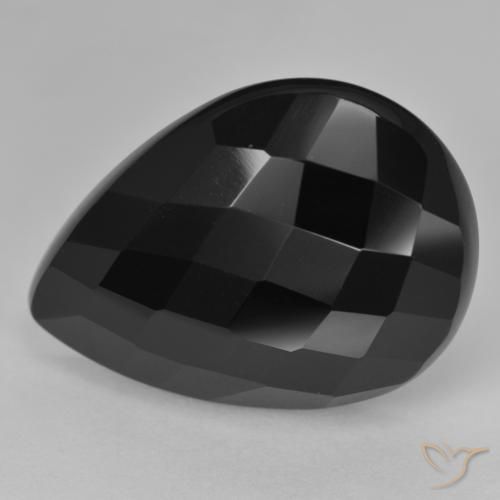 Ônix Preto Natural 19.19ct, Formato de pêra, Opaco