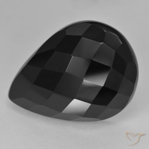 Ônix Preto Natural 22.42ct, Formato de pêra, Opaco