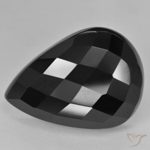 Ônix Preto Natural 21.79ct, Formato de pêra, Opaco