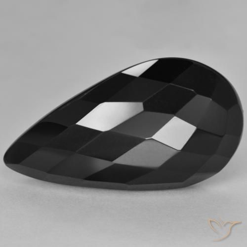 Ônix Preto Natural 15.16ct, Formato de pêra, Opaco