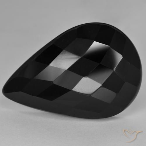 Ônix Preto Natural 26.89ct, Formato de pêra, Opaco