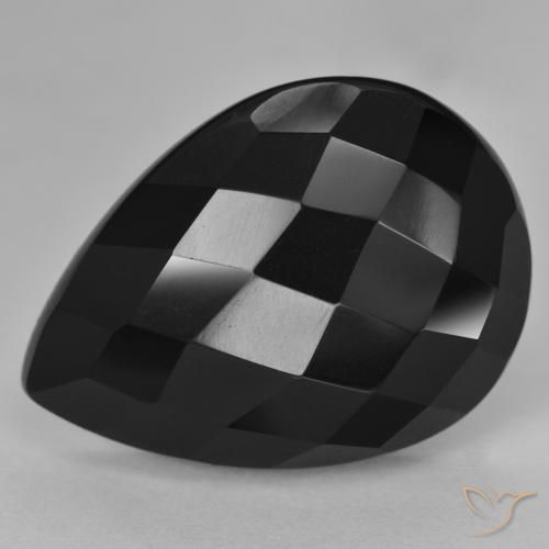 Ônix Preto Natural 20.38ct, Formato de pêra, Opaco