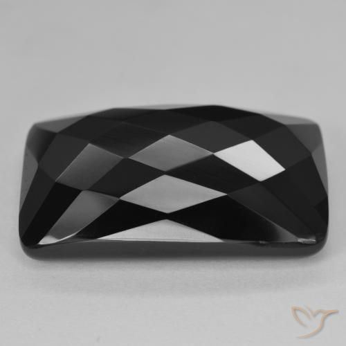 Ônix Preto Natural 24.81ct, Almofada, Opaco