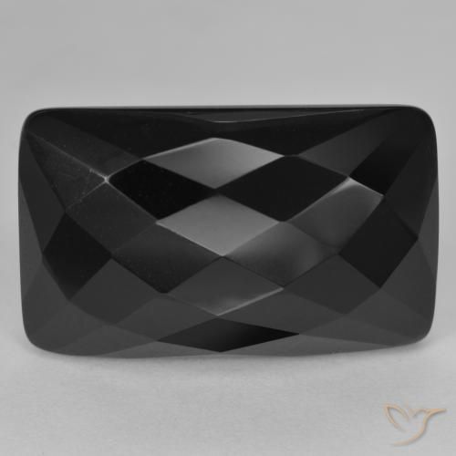 Ônix Preto Natural 24.81ct, Almofada, Opaco