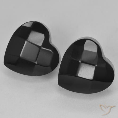 Pedras preciosas de Ônix Preto natural de 8.61 ct, Coração, Opaco