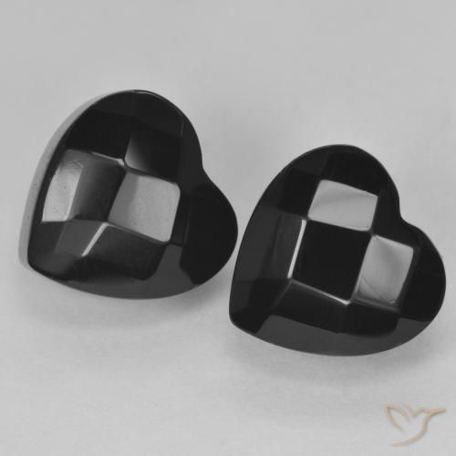 Pedras preciosas de Ônix Preto natural de 8.56 ct, Coração, Opaco