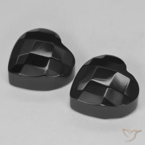 Pedras preciosas de Ônix Preto natural de 8.56 ct, Coração, Opaco