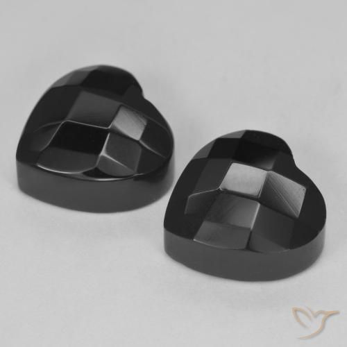 Pedras preciosas de Ônix Preto natural de 8.77 ct, Coração, Opaco