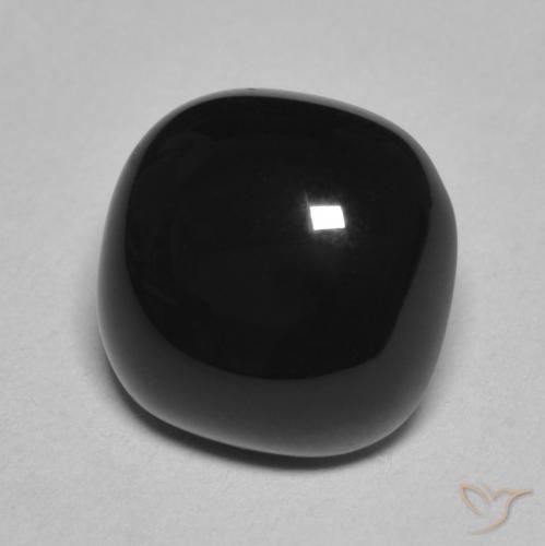 Ônix Preto Natural 4.94ct, Almofada, Opaco