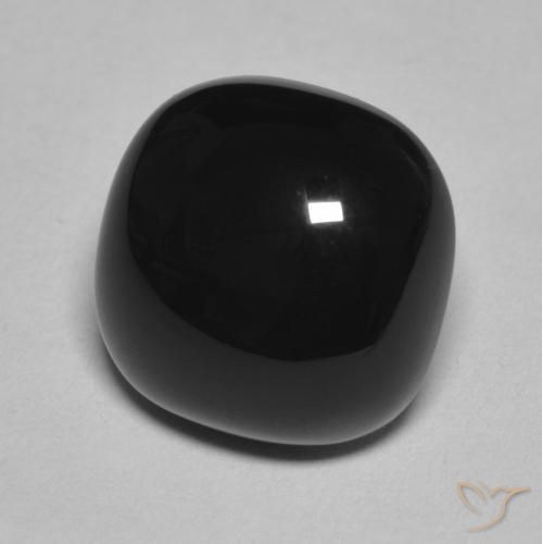 Ônix Preto Natural 4.85ct, Almofada, Opaco