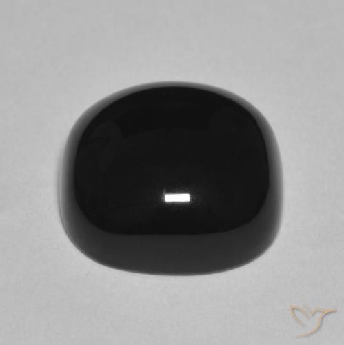 Ônix Preto Natural 4.85ct, Almofada, Opaco