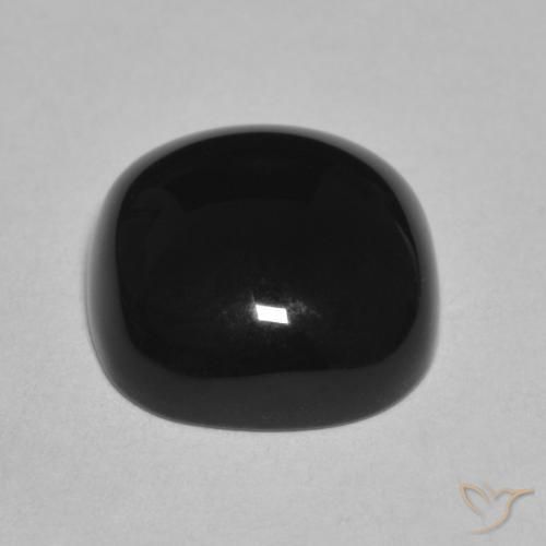 Ônix Preto Natural 4.74ct, Almofada, Opaco