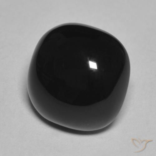 Ônix Preto Natural 4.85ct, Almofada, Opaco