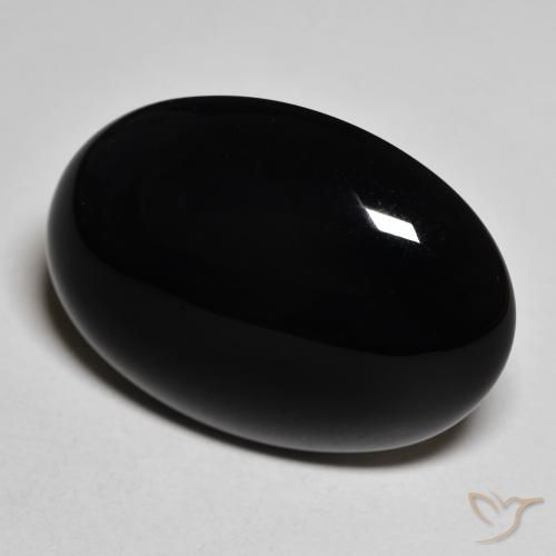 Ônix Preto Natural 19.68ct, oval, Opaco