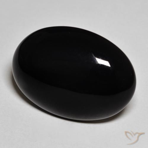 Ônix Preto Natural 19.74ct, oval, Opaco
