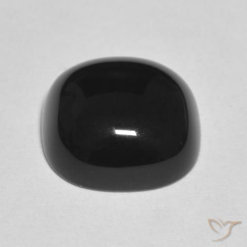 Ônix Preto Natural 4.56ct, Almofada, Opaco