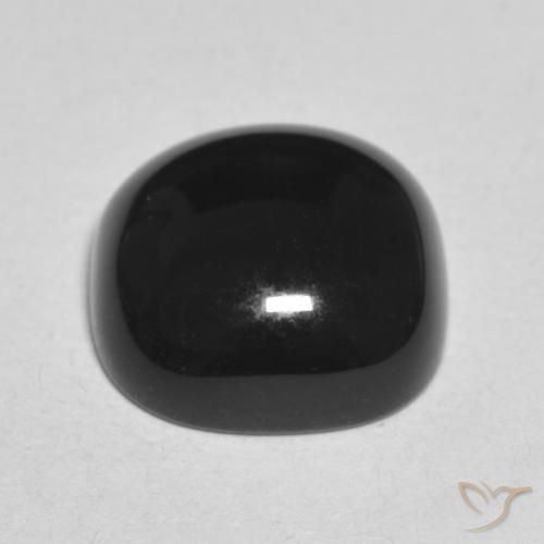 Ônix Preto Natural 4.85ct, Almofada, Opaco