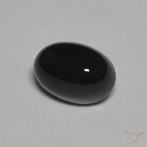 Ônix preto natural 1,09ct, corte oval, opaco