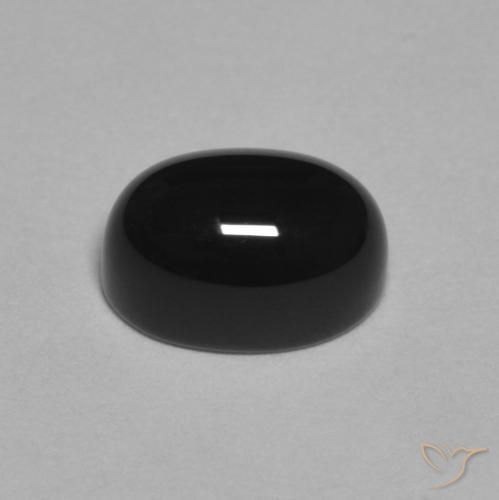 Ônix preto natural 1,09ct, corte oval, opaco