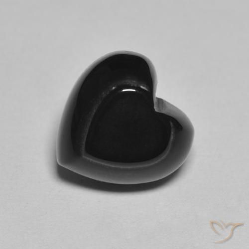 Ônix Preto Natural 4.24ct, Coração, Opaco