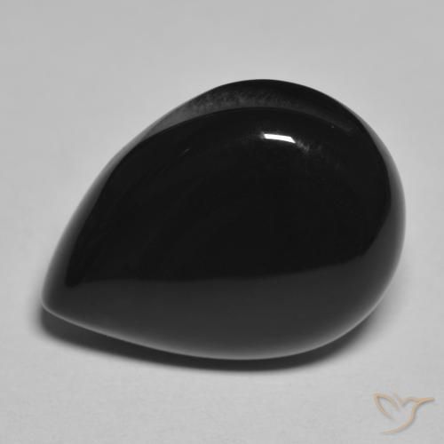 Ônix Preto Natural 12.30ct, Formato de pêra, Opaco