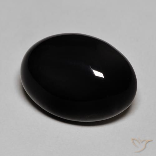 Ônix Preto Natural 12.12ct, oval, Opaco