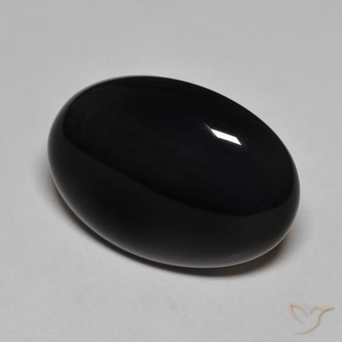 Ônix Preto Natural 16.43ct, oval, Opaco
