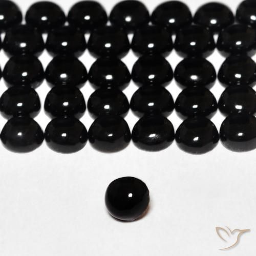 Ônix Preto Natural 0.16ct, Redondo, Opaco