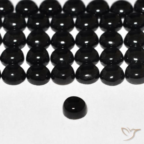 Ônix Preto Natural 0.16ct, Redondo, Opaco