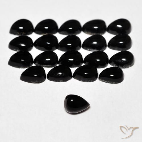 Ônix preto natural 0,15ct, formato de pêra, opaco