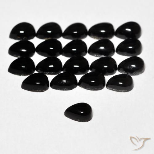 Ônix preto natural 0,15ct, formato de pêra, opaco