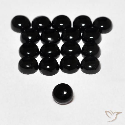 Ônix Preto Natural 0.15ct, Redondo, Opaco