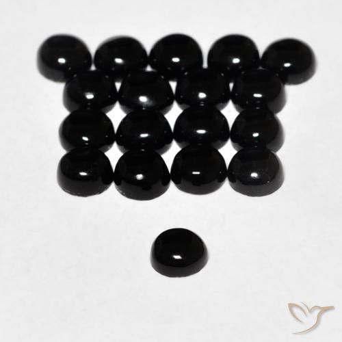 Ônix Preto Natural 0.15ct, Redondo, Opaco