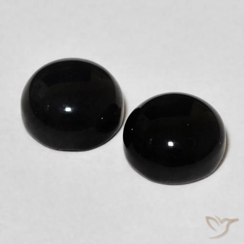 Pedras preciosas de Ônix Preto natural de 2.93 ct, Redondo, Opaco