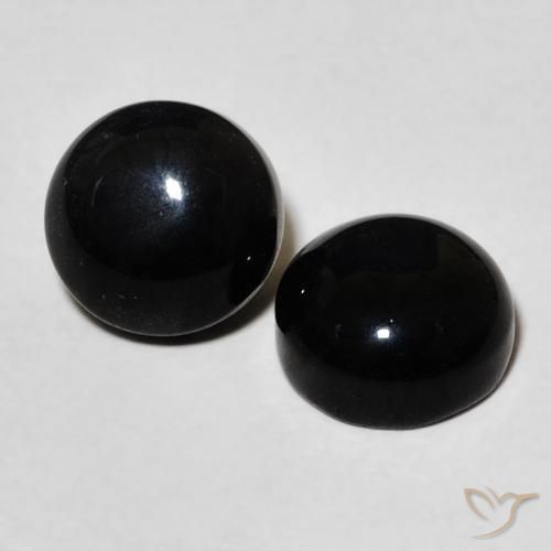 Pedras preciosas de Ônix Preto natural de 3.10 ct, Redondo, Opaco