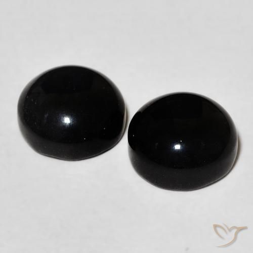 Pedras preciosas de Ônix Preto natural de 3.10 ct, Redondo, Opaco